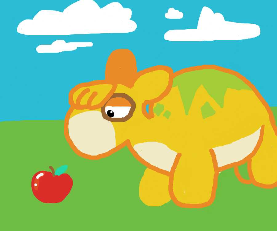 Numel eats apple